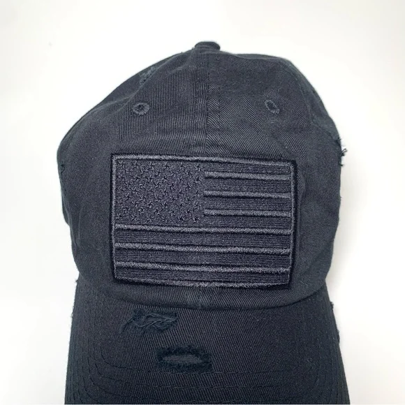 KBETHOS Black Distressed Baseball Cap with USA Flag Adjustable Strap Unisex - Picture 3 of 15